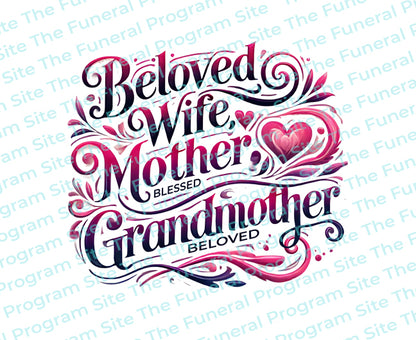 Wife Mother Grandmother Funeral Program Title