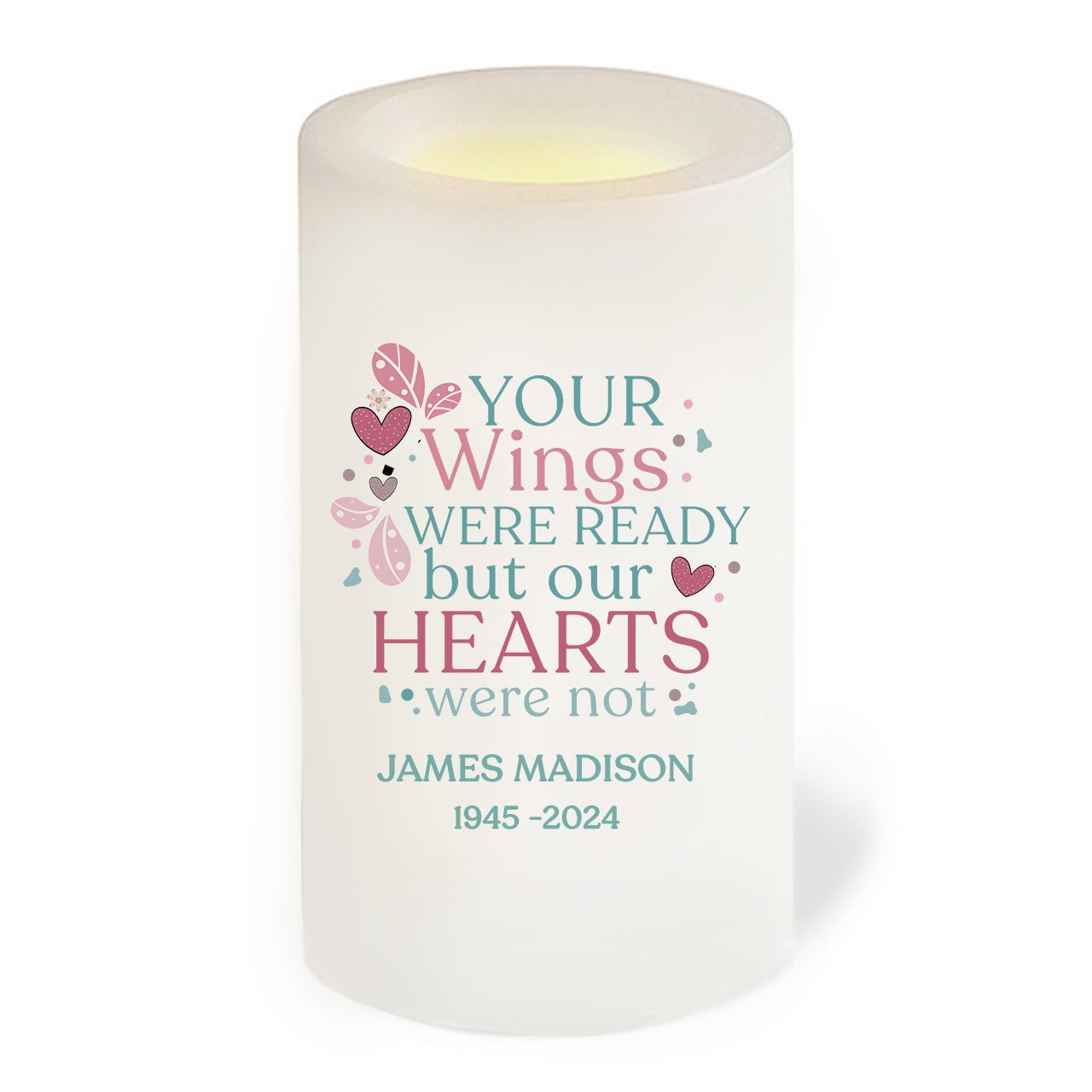 Wings Were Ready Personalized Flameless LED Memorial Candle - The Funeral Program Site