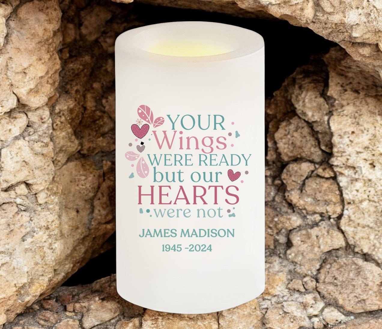 Wings Were Ready Personalized Flameless LED Memorial Candle - The Funeral Program Site