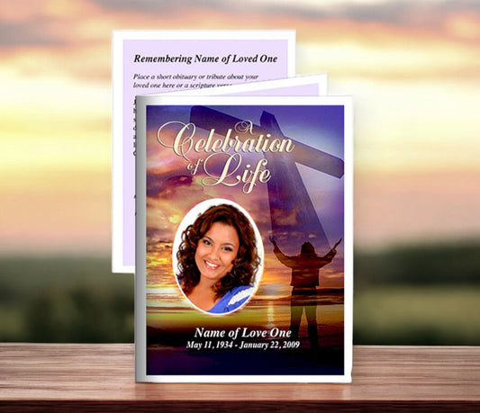 Worship Small Memorial Card Template - The Funeral Program Site