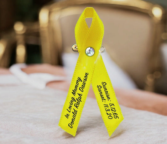 Yellow Cancer Ribbon - Pack of 10 - The Funeral Program Site