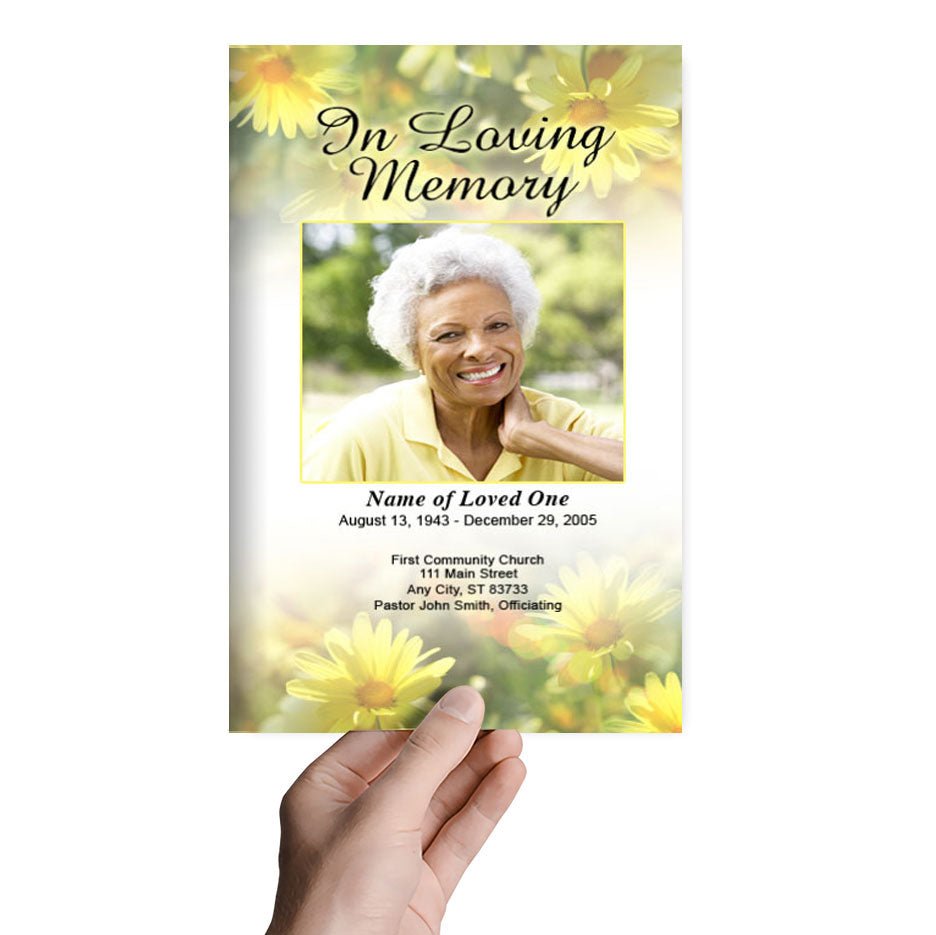 Yellow Daisies Funeral Program Template - The Funeral Program Site