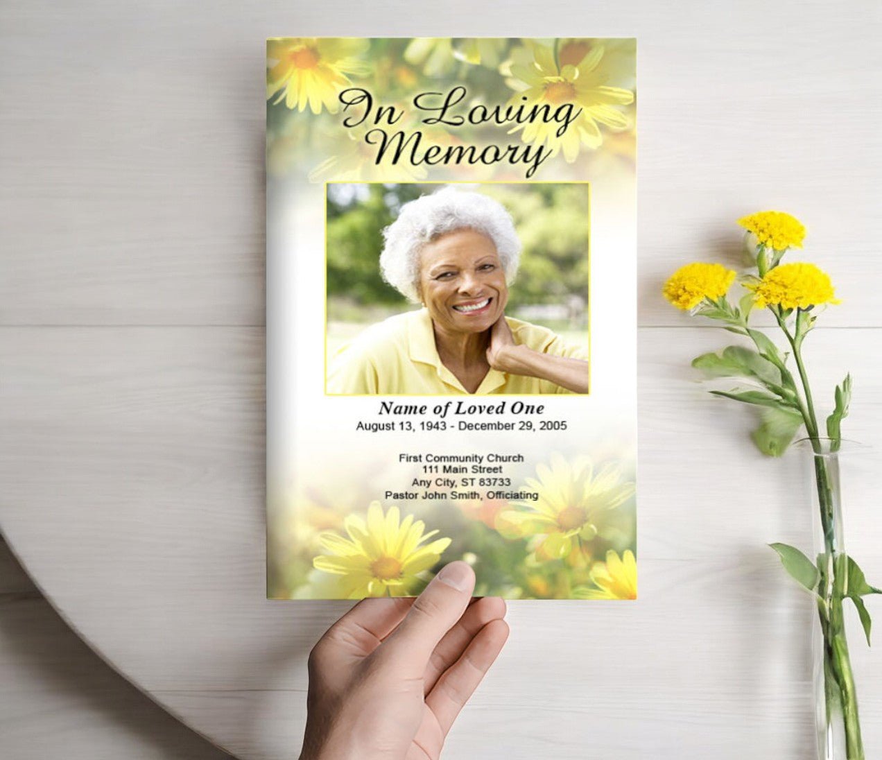 Yellow Daisies Funeral Program Template - The Funeral Program Site