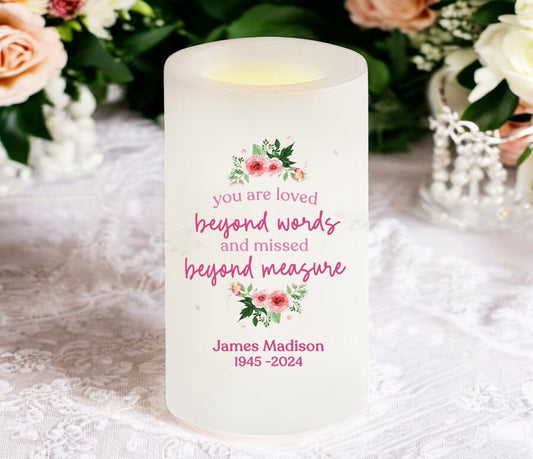 You Are Missed Personalized Flameless LED Memorial Candle - The Funeral Program Site