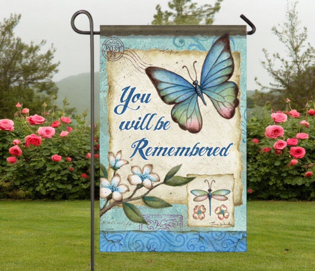 You Will Be Remembered Garden or Cemetery Flag - The Funeral Program Site