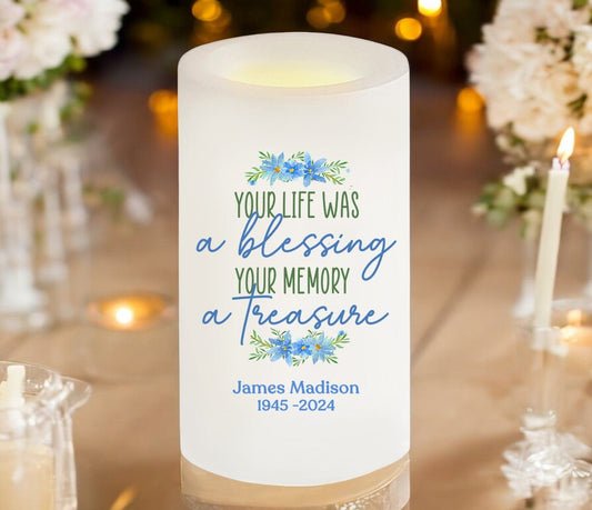 Your Life Personalized Flameless LED Memorial Candle - The Funeral Program Site