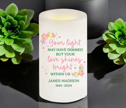 Your Light Personalized Flameless LED Memorial Candle - The Funeral Program Site