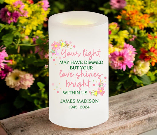 Your Light Personalized Flameless LED Memorial Candle - The Funeral Program Site