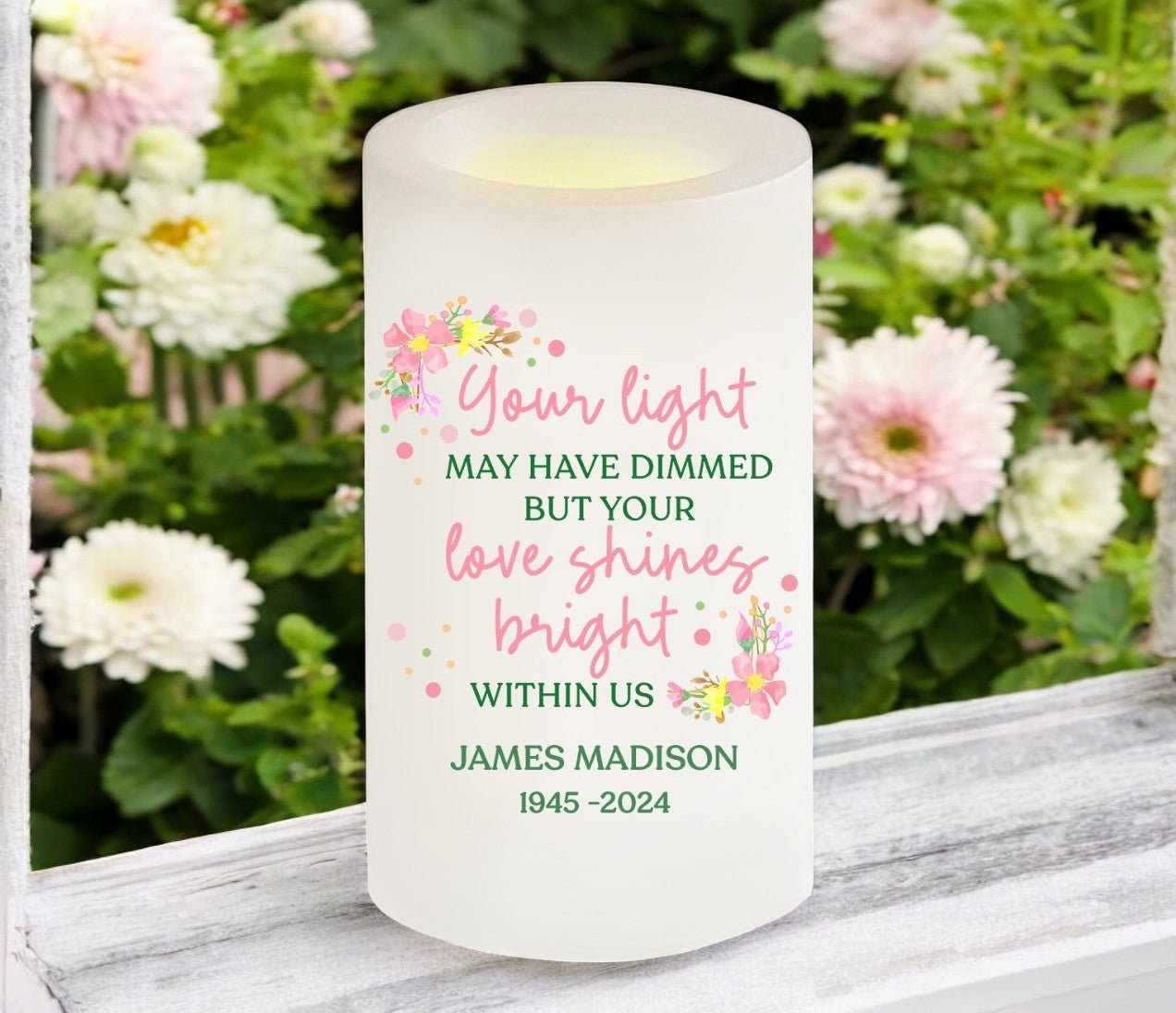 Your Light Personalized Flameless LED Memorial Candle - The Funeral Program Site