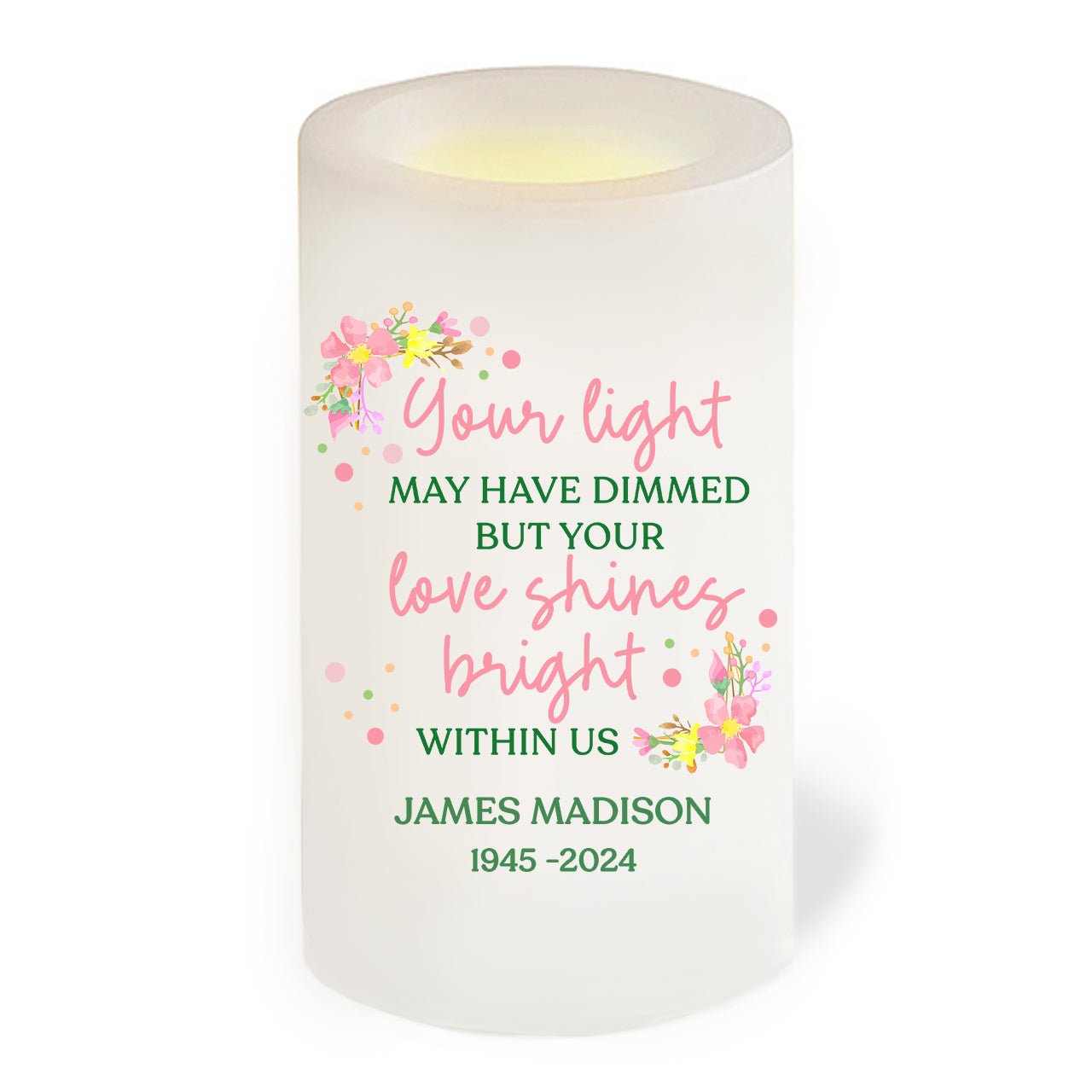 Your Light Personalized Flameless LED Memorial Candle - The Funeral Program Site