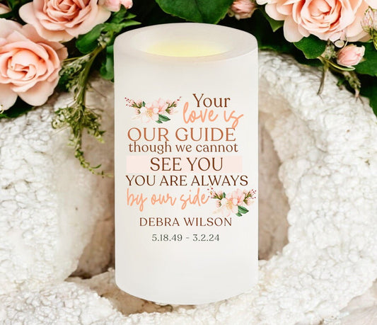 Your Love Personalized Flameless LED Memorial Candle - The Funeral Program Site