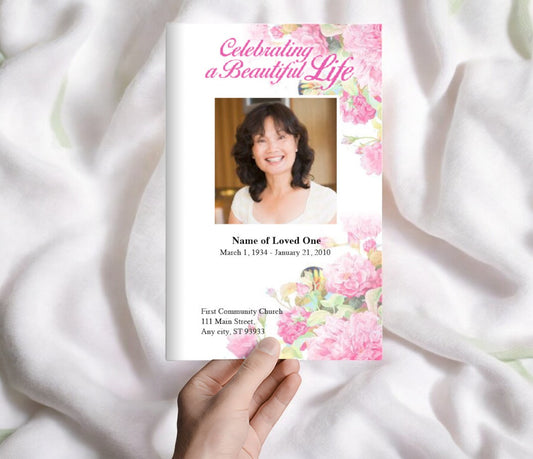 Zahara Watercolor Funeral Program Template