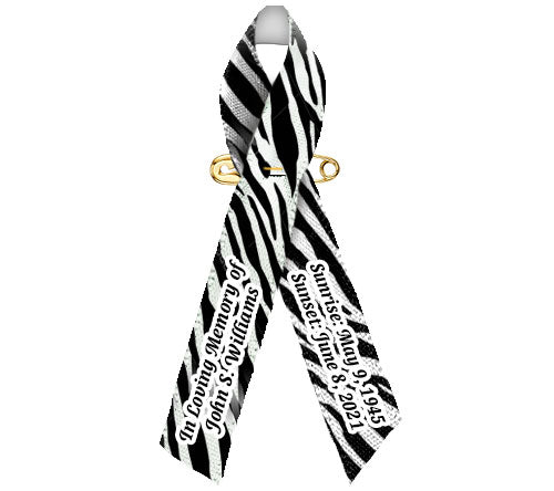 Carcinoid Cancer Ribbon Personalized (Zebra) - Pack of 10