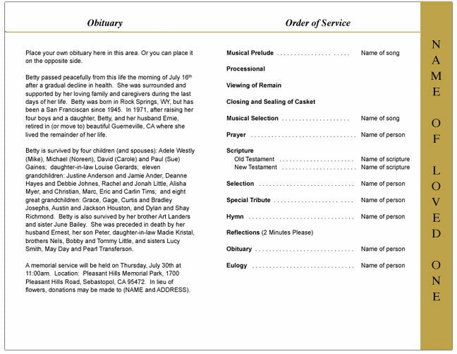 24K 4 - Sided Graduated Funeral Program Template - The Funeral Program Site