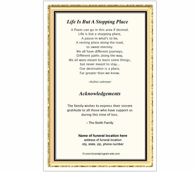 24K 4 - Sided Graduated Funeral Program Template - The Funeral Program Site