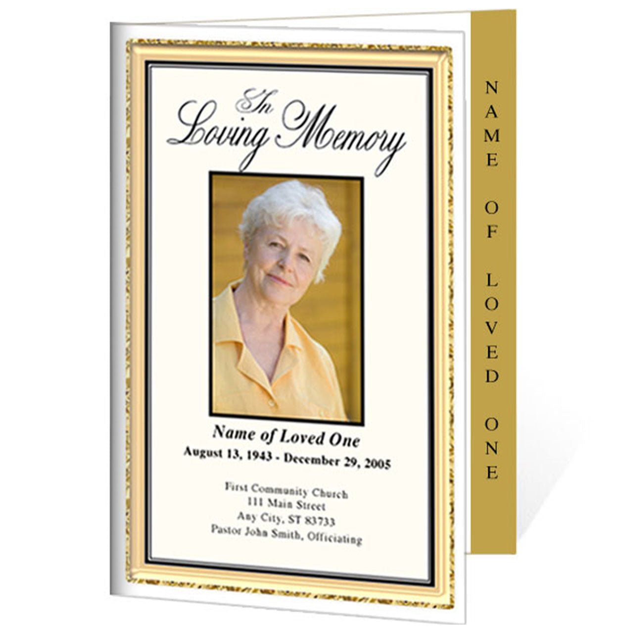 24K 4 - Sided Graduated Funeral Program Template - The Funeral Program Site