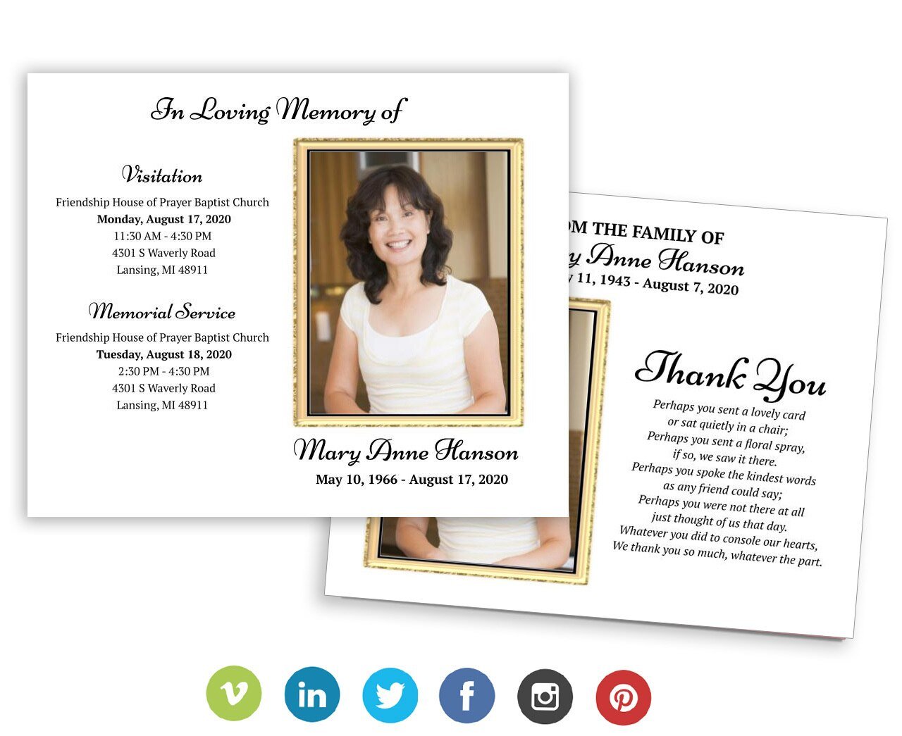 24K Social Media Funeral Announcement Template - Google Docs - The Funeral Program Site