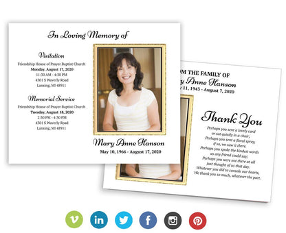 24K Social Media Funeral Announcement Template - Google Docs - The Funeral Program Site