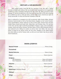 Chrysanthenym Greeting Card Style Funeral Program Template (Google Doc ...