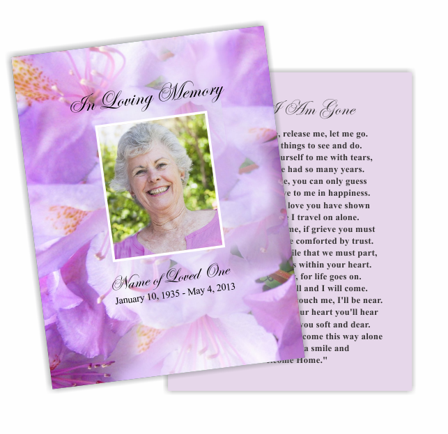 Lavender Small Memorial Card Template – The Funeral Program Site