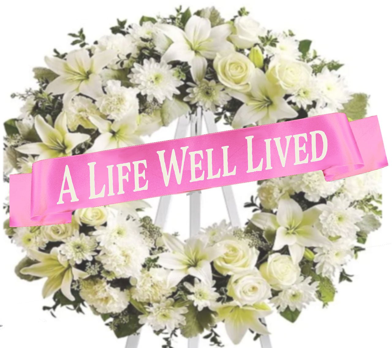 A Life Well Lived Funeral Flowers Ribbon Banner - The Funeral Program Site