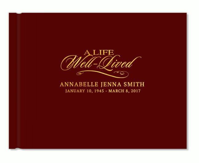 A Life Well Lived Landscape Funeral Guest Book - The Funeral Program Site