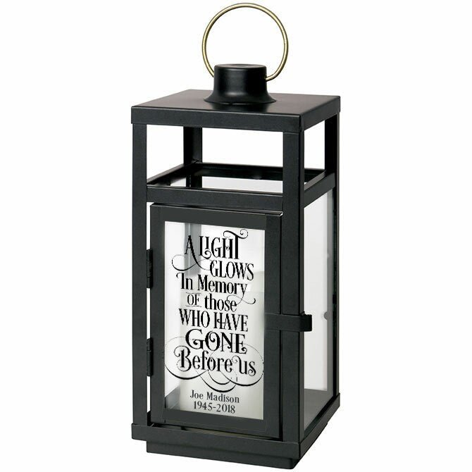 A Light Glows In Memory Black LED Memorial Lantern - The Funeral Program Site