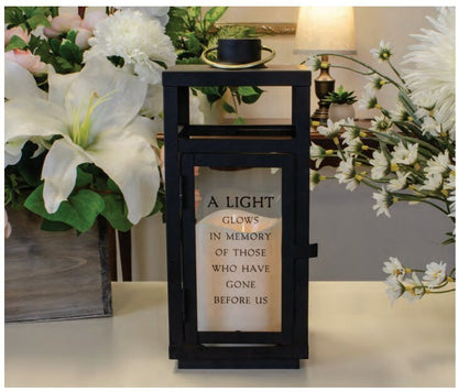 A Light Glows In Memory Black LED Memorial Lantern - The Funeral Program Site