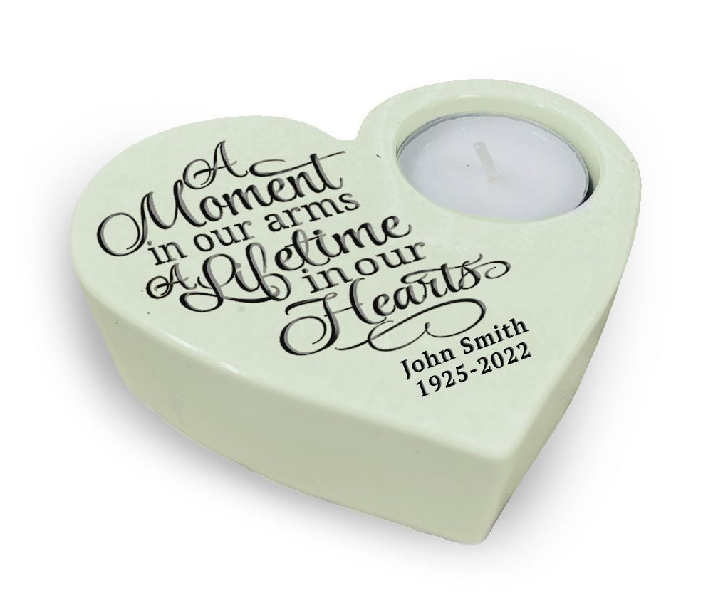 A Moment Stone Heart Tea Light Memorial Candle Holder - The Funeral Program Site