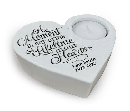 A Moment Stone Heart Tea Light Memorial Candle Holder - The Funeral Program Site