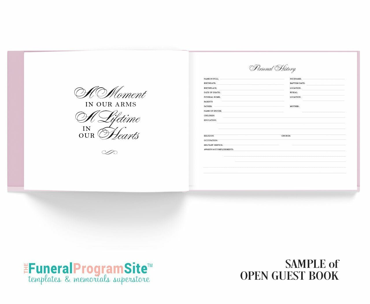 Absent From Body Landscape Linen Funeral Guest Book - The Funeral Program Site