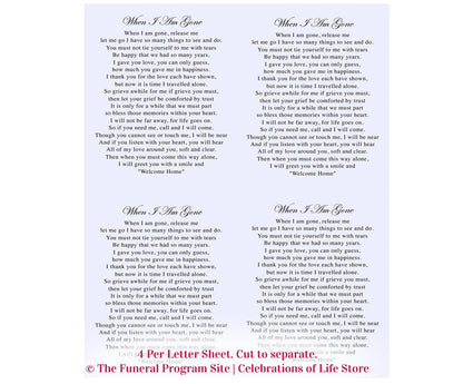 Acapulco Small Memorial Card Template - The Funeral Program Site