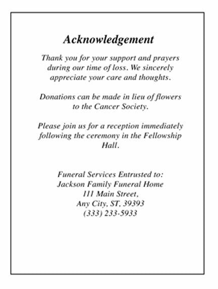 Accent Small Memorial Card Template - The Funeral Program Site