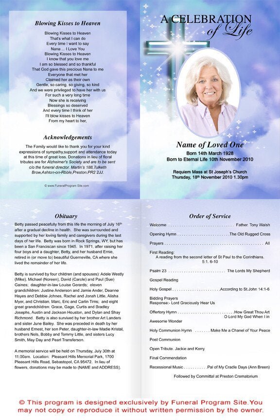 Adoration A4 Funeral Programme Template - The Funeral Program Site