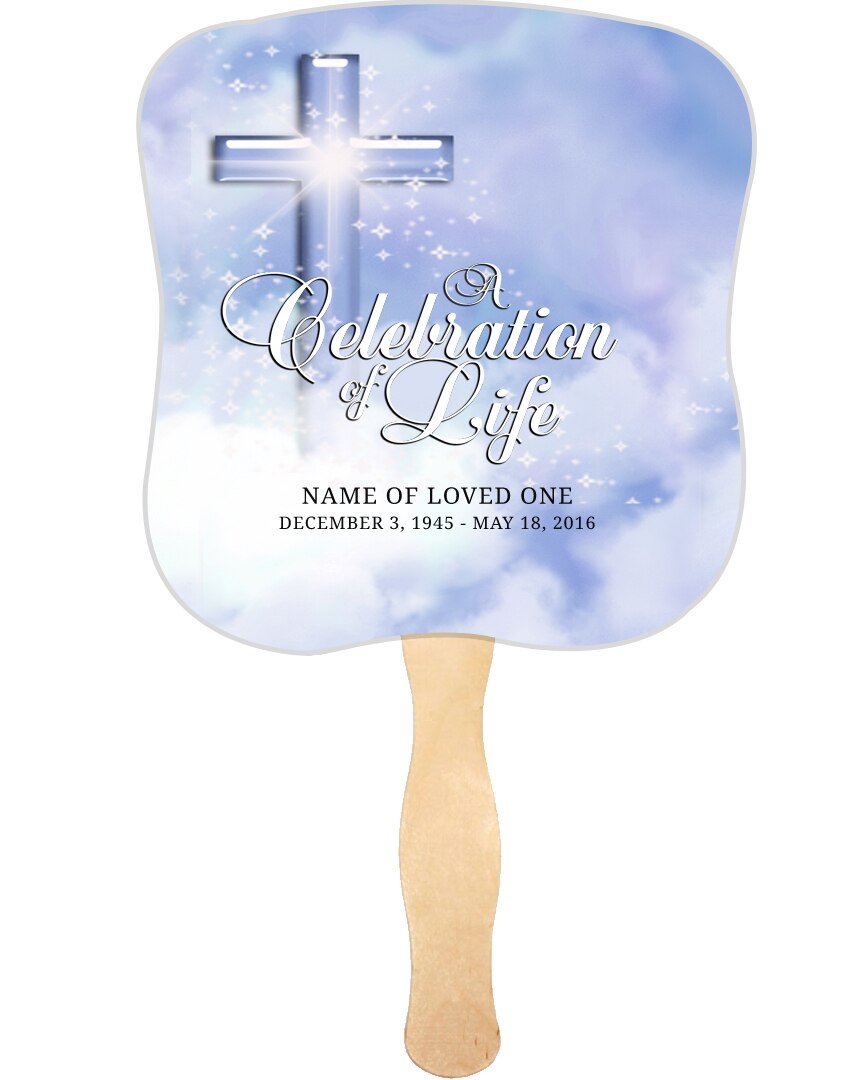 Adoration Cardstock Memorial Fan With Wooden Handle (Pack of 10) - The Funeral Program Site