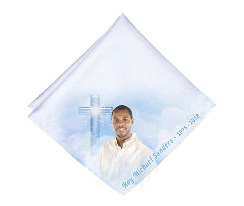 Adoration Cross Personalized Memorial Handkerchief - The Funeral Program Site