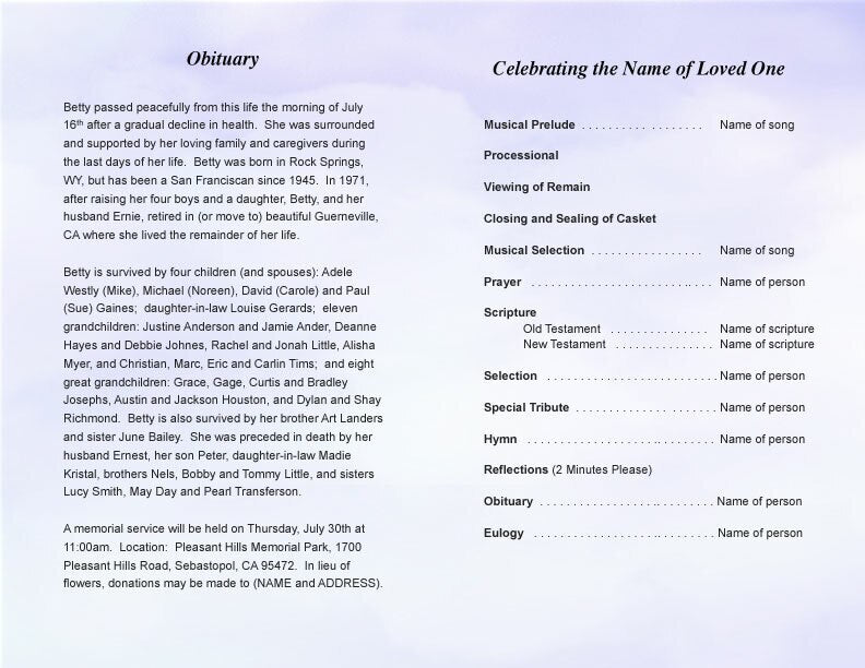 Adoration Funeral Program Template - The Funeral Program Site