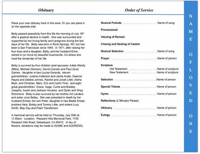 Air Force 4 - Sided Graduated Funeral Program Template - The Funeral Program Site