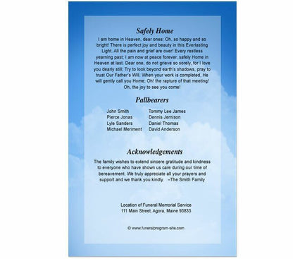 Air Force 4 - Sided Graduated Funeral Program Template - The Funeral Program Site