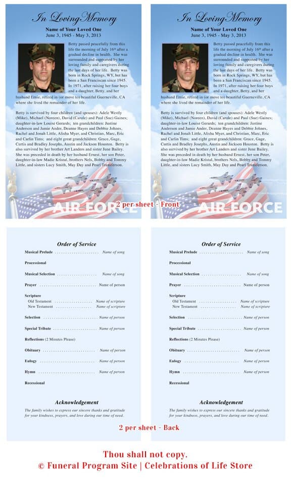 Air Force Funeral Flyer Template - The Funeral Program Site