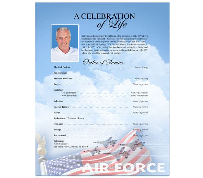 Air Force Funeral Flyer Template - The Funeral Program Site