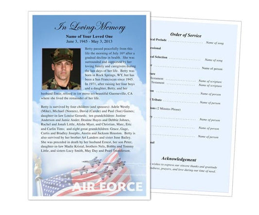 Air Force Funeral Flyer Template - The Funeral Program Site