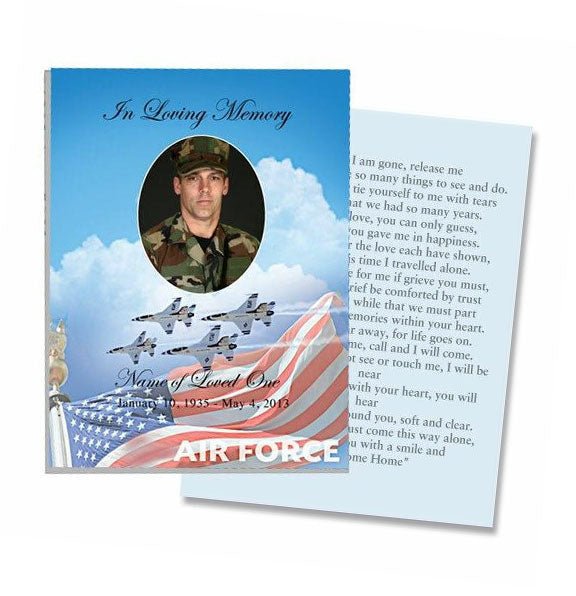 Air Force Small Memorial Card Template - The Funeral Program Site