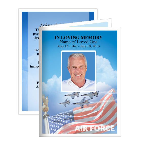 Air Force Small Memorial Card Template - The Funeral Program Site