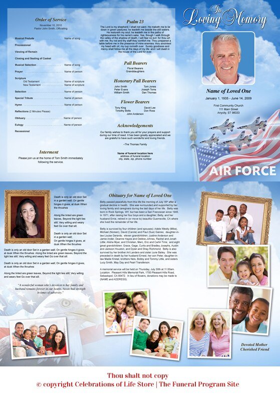 Air Force Trifold Funeral Brochure Template - The Funeral Program Site