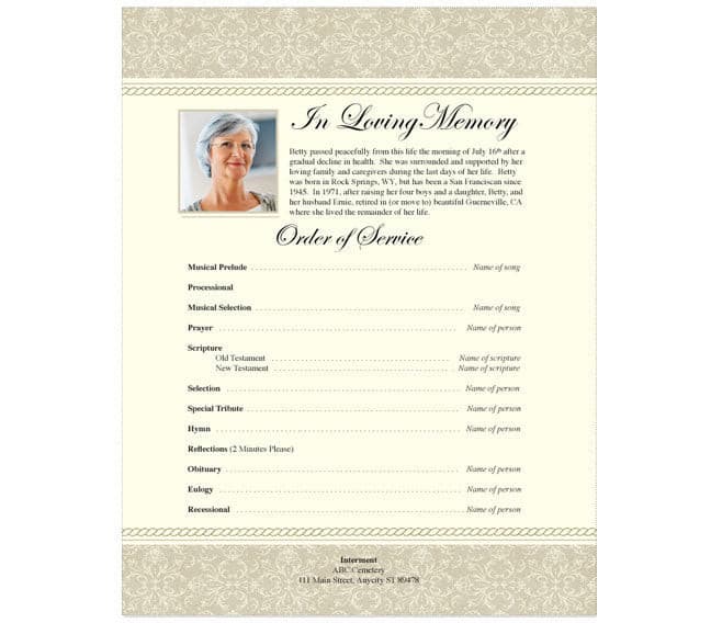 Alexa Funeral Flyer Template - The Funeral Program Site