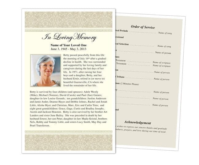 Alexa Funeral Flyer Template - The Funeral Program Site