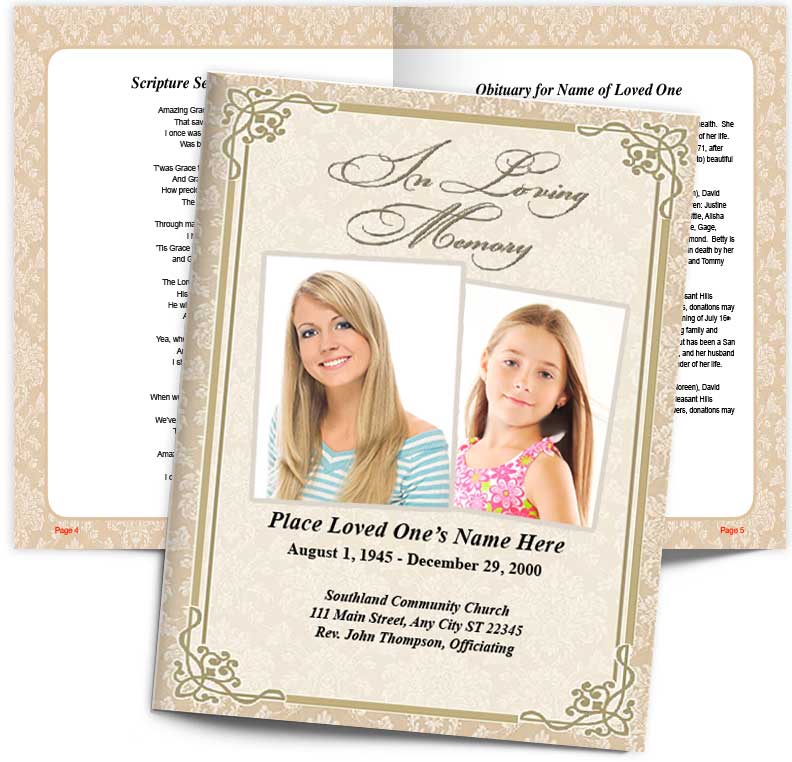 Alexandria Funeral Booklet Template - The Funeral Program Site