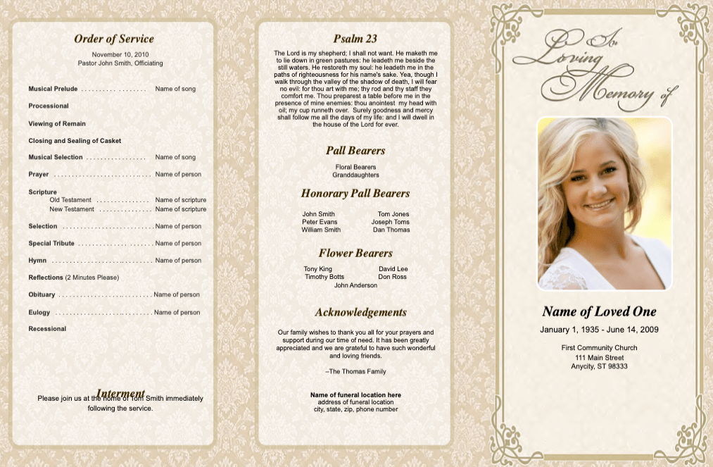 Alexandria Trifold Funeral Brochure Template - The Funeral Program Site