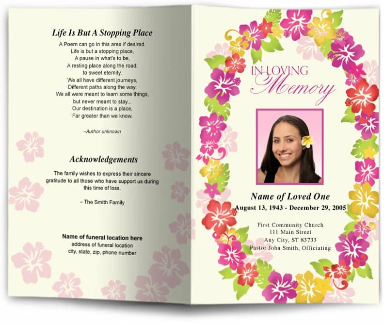 Aloha Funeral Program Template - The Funeral Program Site